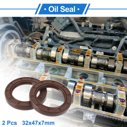 Oil Seal 32x47x7mm Brown FKM Rubber 2 x