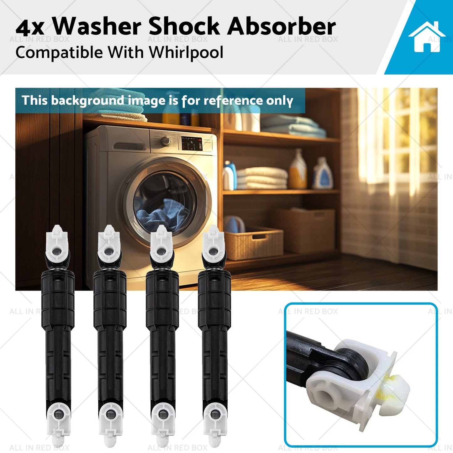 4 x Washer Shock Absorbers for Whirlpool W10015830 W10822553 (2010-2023)