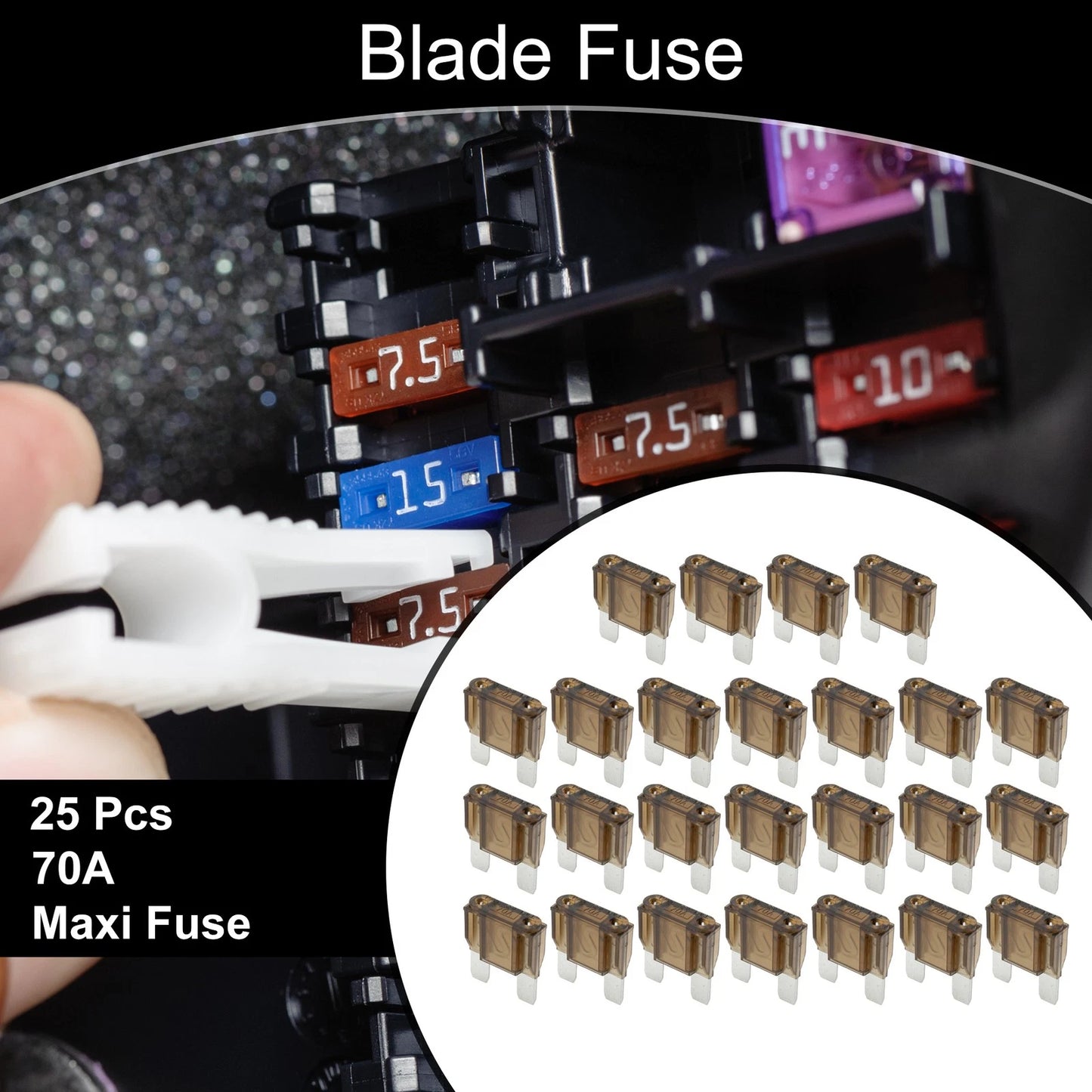 Maxi Fuse 70A Blade Fuse 25 Pcs for Car Boat Truck RV Motorcycle