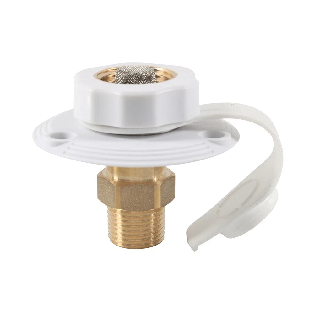 Brass Water Fill Inlet Flange with Check Valve for RV Camper