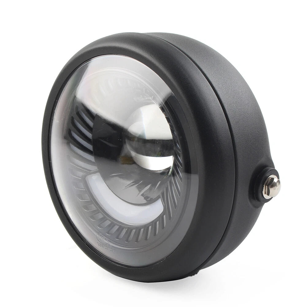5-3/4" Switchback White LED Halo DRL Angel Eye Headlight for Motorcycle (N/A)