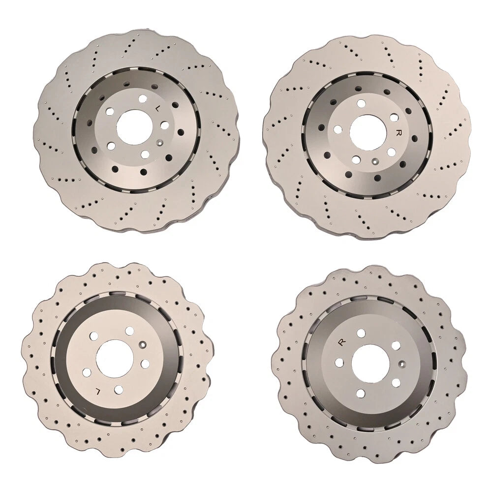 4 x Front & Rear Vented Drilled Dimpled Disc Brake Rotors for RS7 (2014–2016)