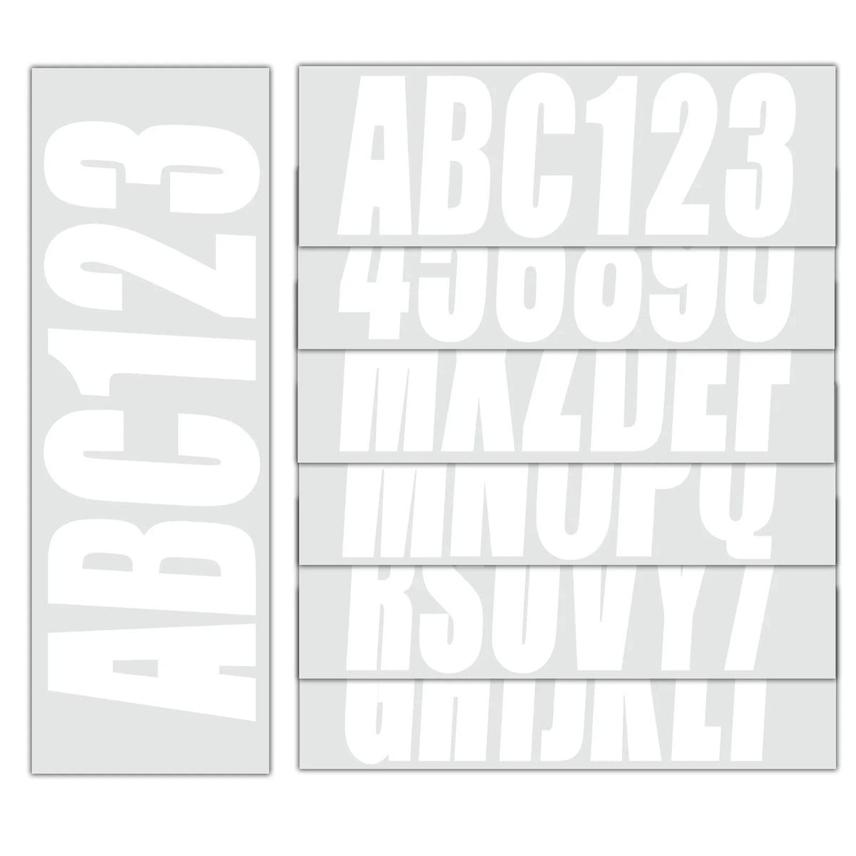 4 x Boat Registration Decals A-Z & 0-9 Sticker Set - White