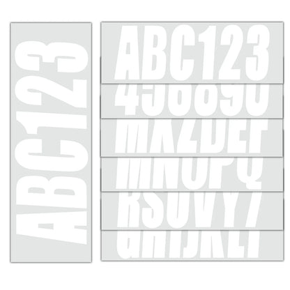 4 x Boat Registration Decals A-Z & 0-9 Sticker Set - White