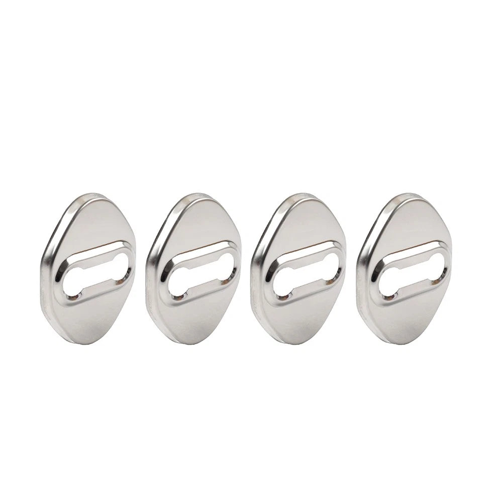 4 x Silver Car Door Lock Protective Covers for Honda, Toyota, Mazda, Hyundai
