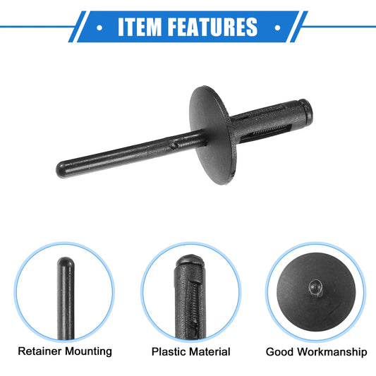 10 x Fender Liner Rivets for BMW X1 (2013-2023) - Durable Plastic Black