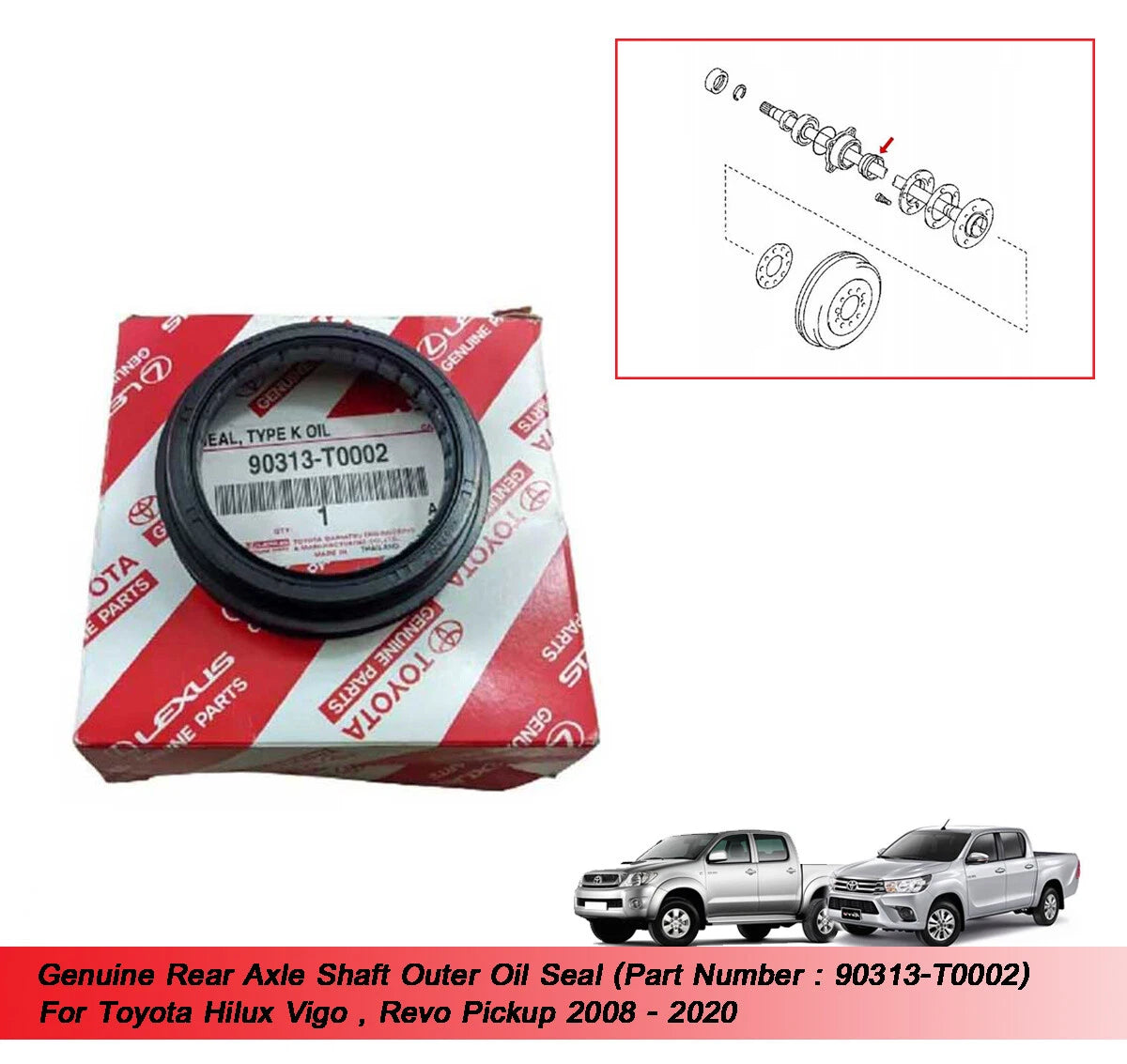 Rear Axle Shaft Oil Seal for Toyota Hilux (2008-2020)