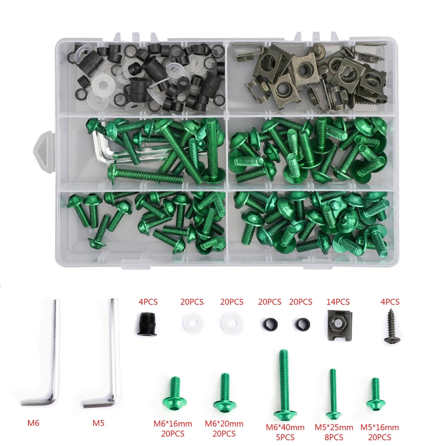 177 x Green Fairing Bolts M5/M6 for Motorcycle F3