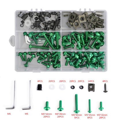 177 x Green Fairing Bolts M5/M6 for Motorcycle F3