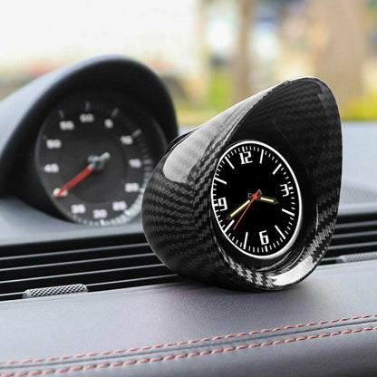 Carbon Fiber Style Round Clock for Car Truck Interior Dashboard