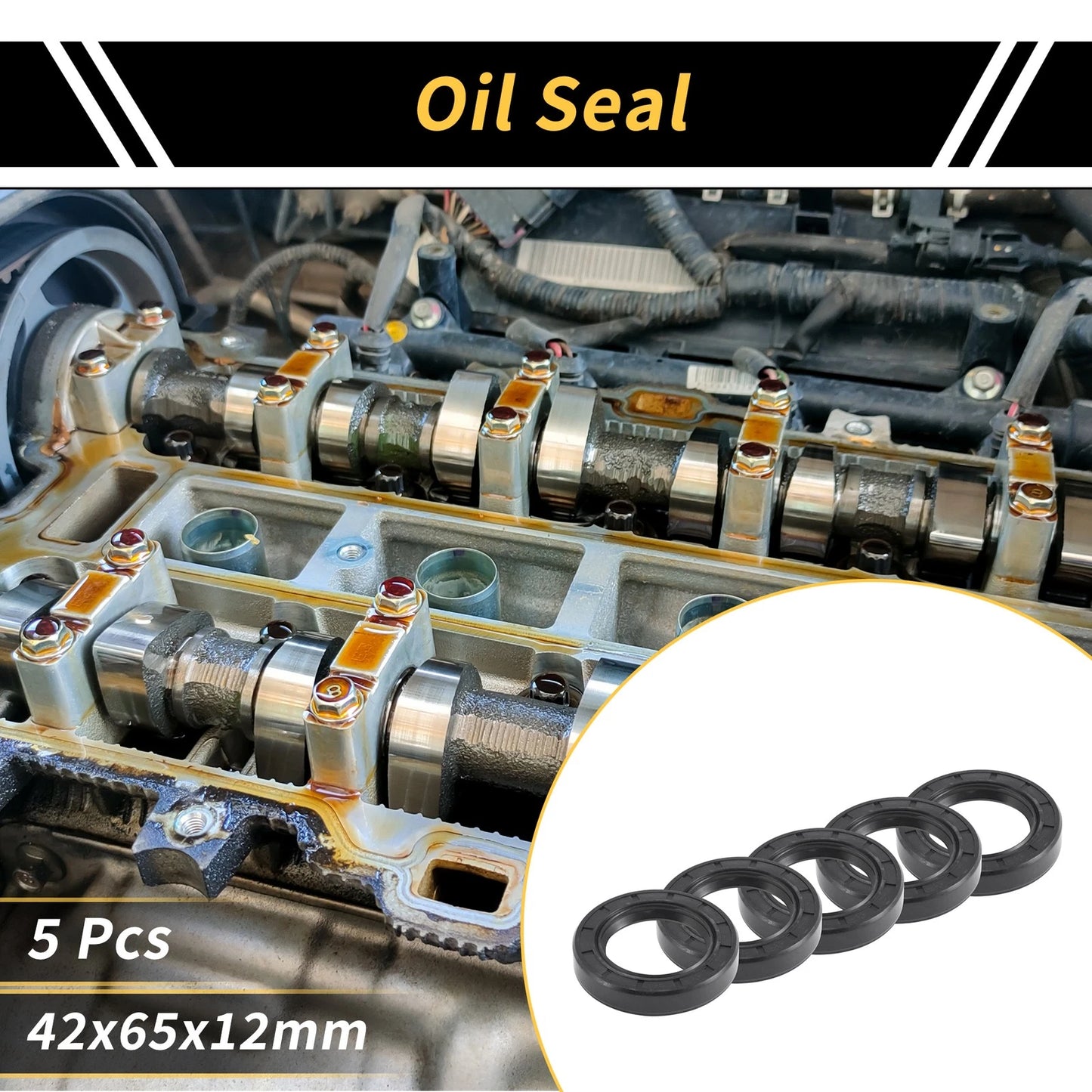 Oil Seal 42x65x12mm NBR Black 5 Pcs for Make Model