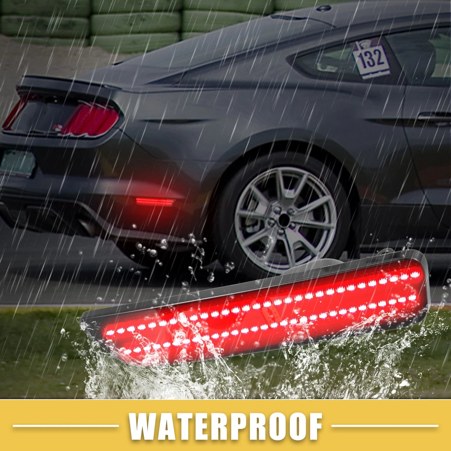 Rear LED Side Marker Light Pair for Ford (2004-2008) Black Red Lens