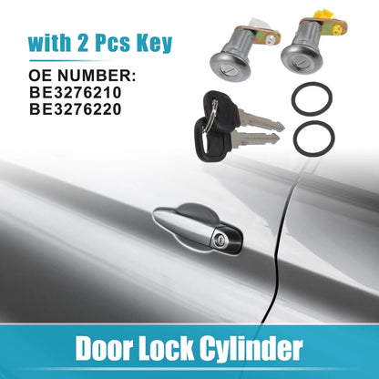 Door Lock Cylinder Replacement for Mazda B2200 (1986-1993) - 1 Set Silver Black