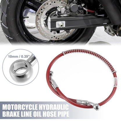 Brake Line 23.62" 10mm Stainless Steel Red Oil Hose Pipe for Motorcycle