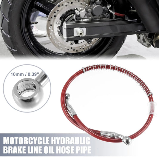 Brake Line 23.62" 10mm Stainless Steel Red Oil Hose Pipe for Motorcycle