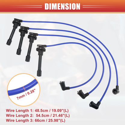 4 x Spark Plug Wire Ignition Coil Cables for Honda Civic CRX (1988)