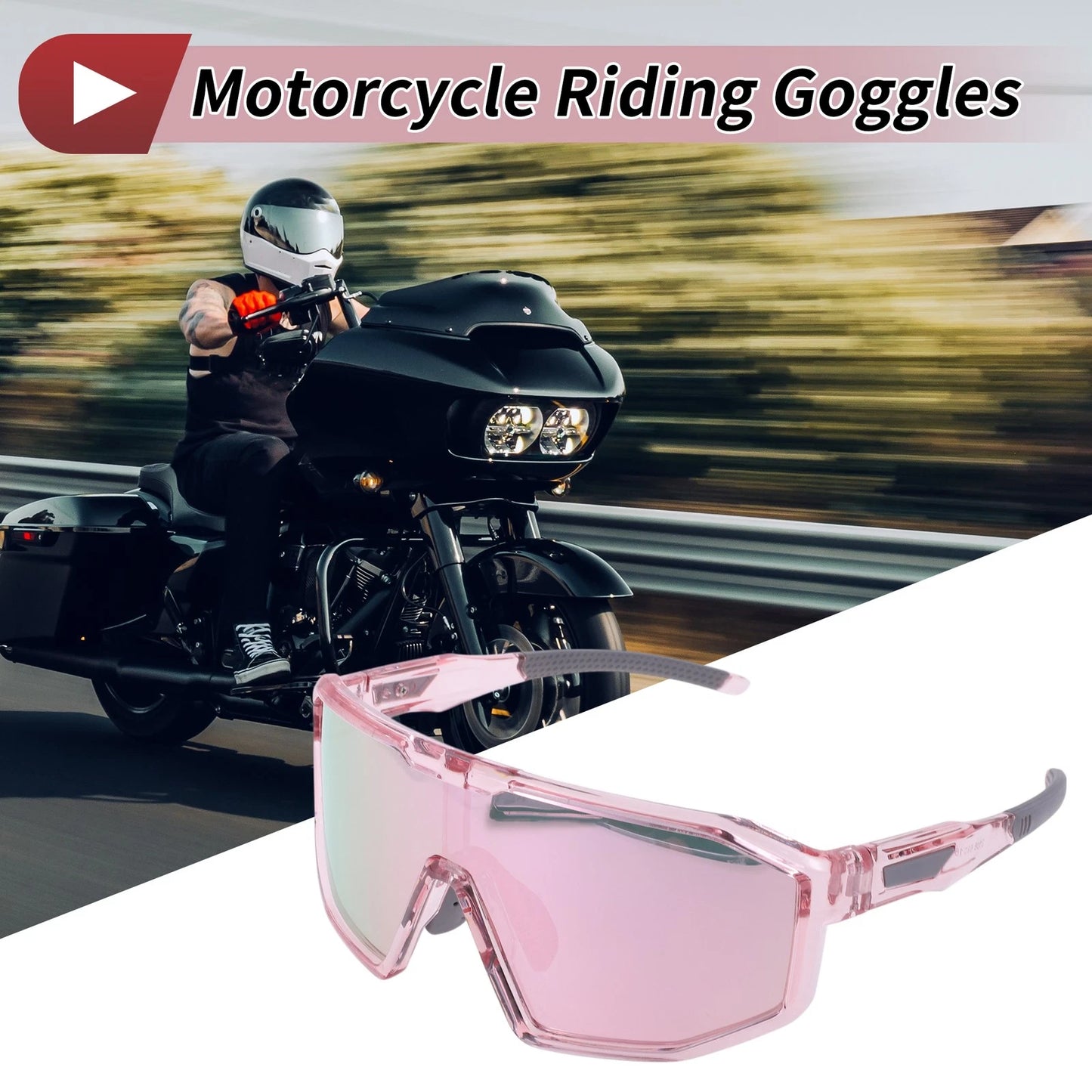 1 x Goggles for Motorcycle Pink Transparent Pink Tri-Acetyl Cellulos PC