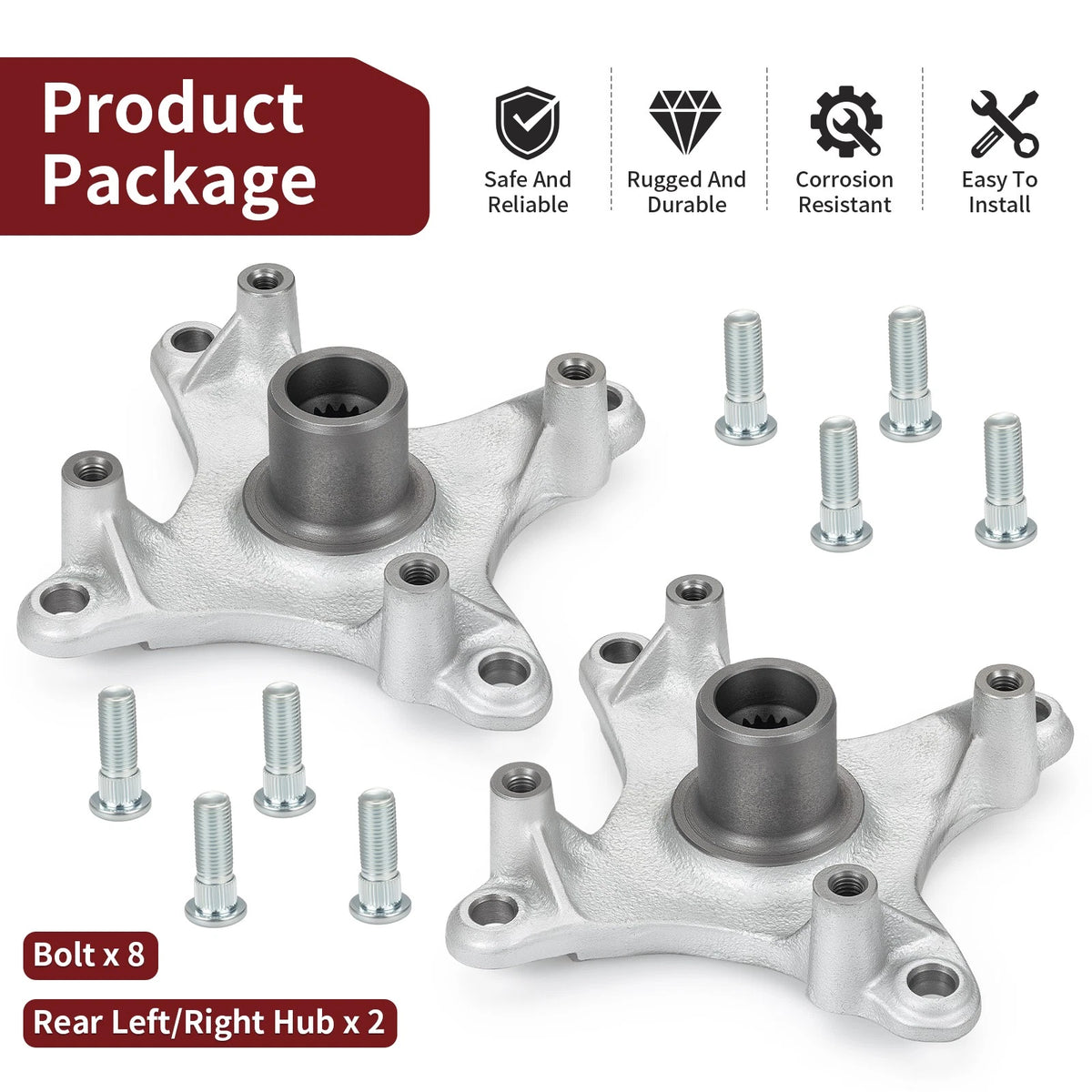 2 x Rear Wheel Hub Left Right for Polaris Sportsman 400 HO (2008–2010)