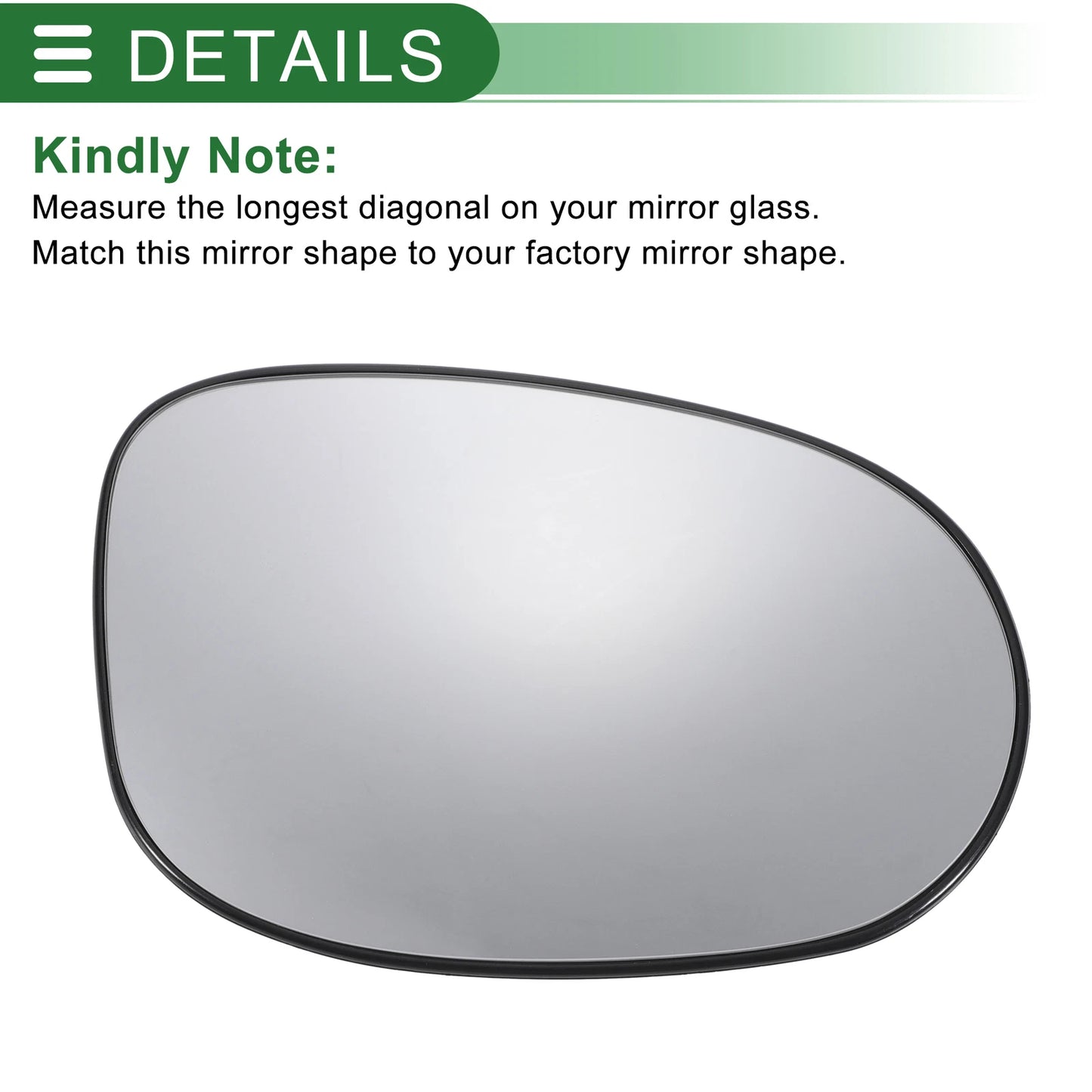Right Side White Convex Mirror Glass for Ford Ka (2008-2017)