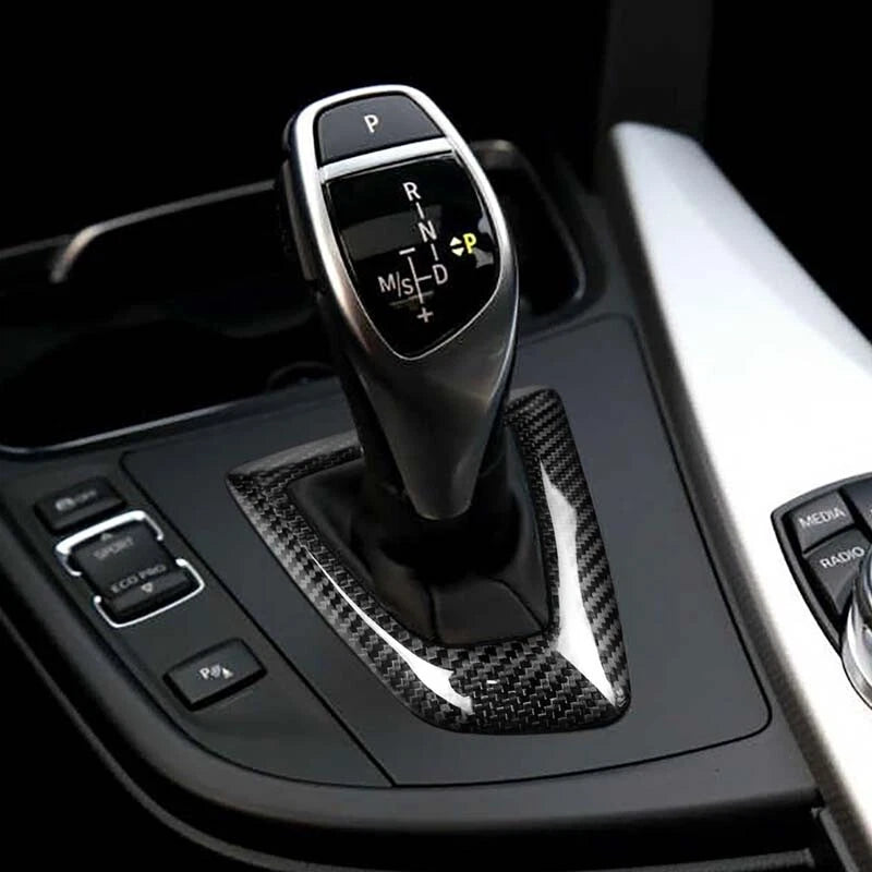 Dry Carbon Fiber Gear Shift Cover Knob Panel Surround For BMW 1 2 3 4 5 Series