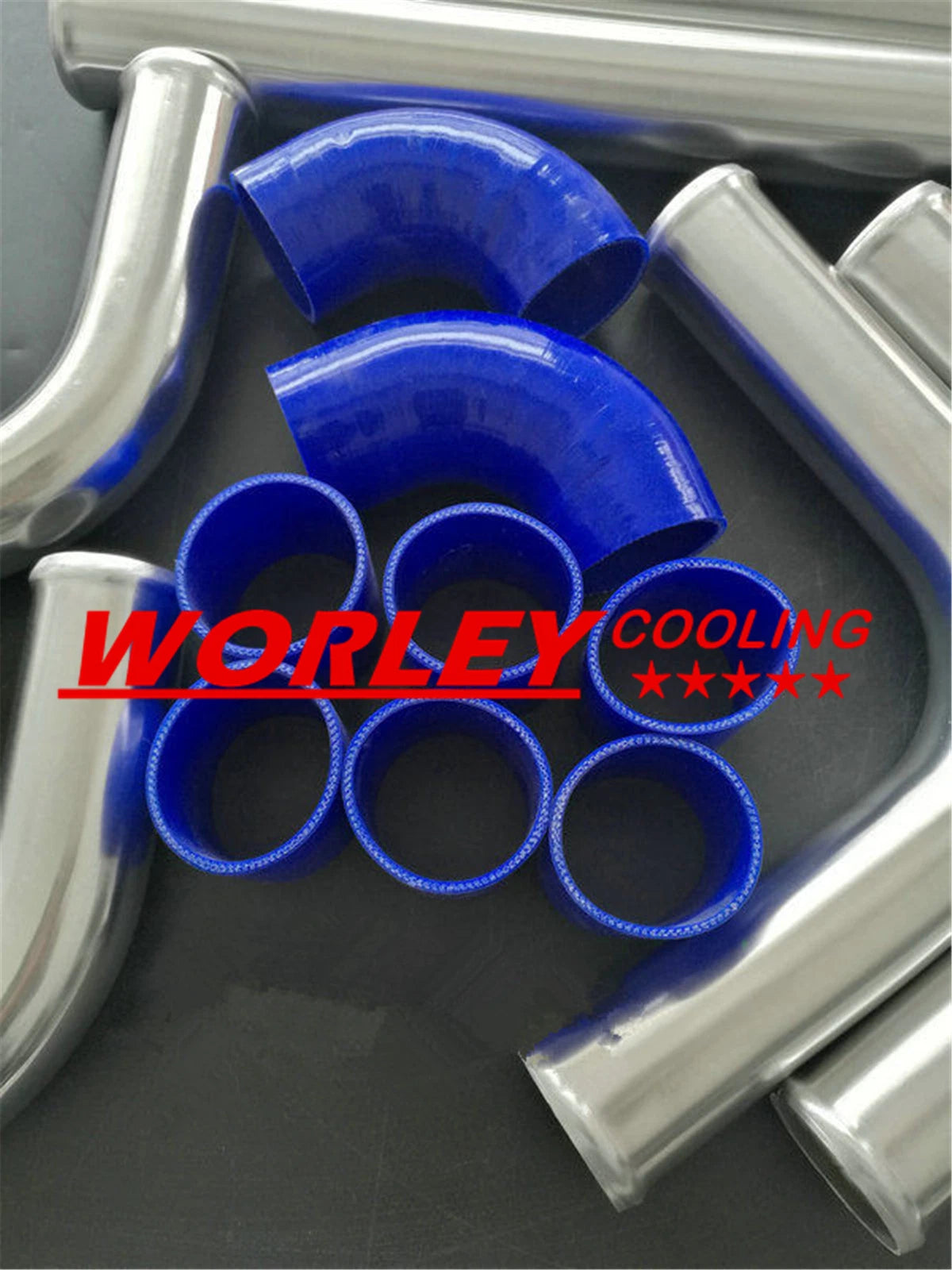 76mm Aluminum Intercooler Turbo Piping + Blue Hose Kits for CA-3