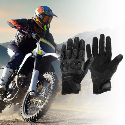 XXL Motorcycle Gloves Breathable Full Finger Goatskin Gloves Black 1 Pair