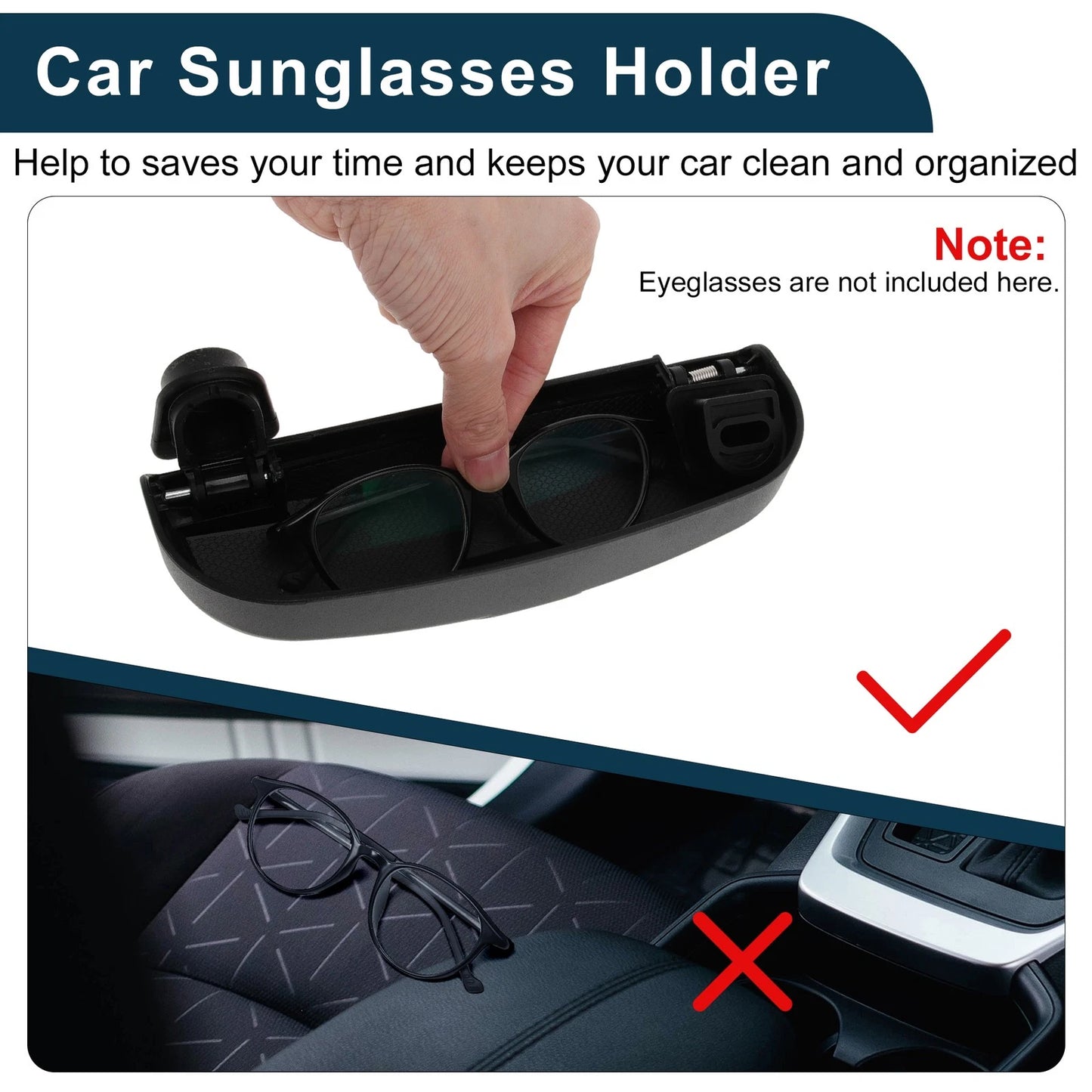 Sunglasses Case for Volvo XC60 Eyeglasses Holder Storage Box Black (2016-2024)
