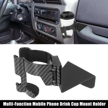 Carbon Fiber Phone Drink Cup Mount Holder for Jeep Wrangler (2018-2023)