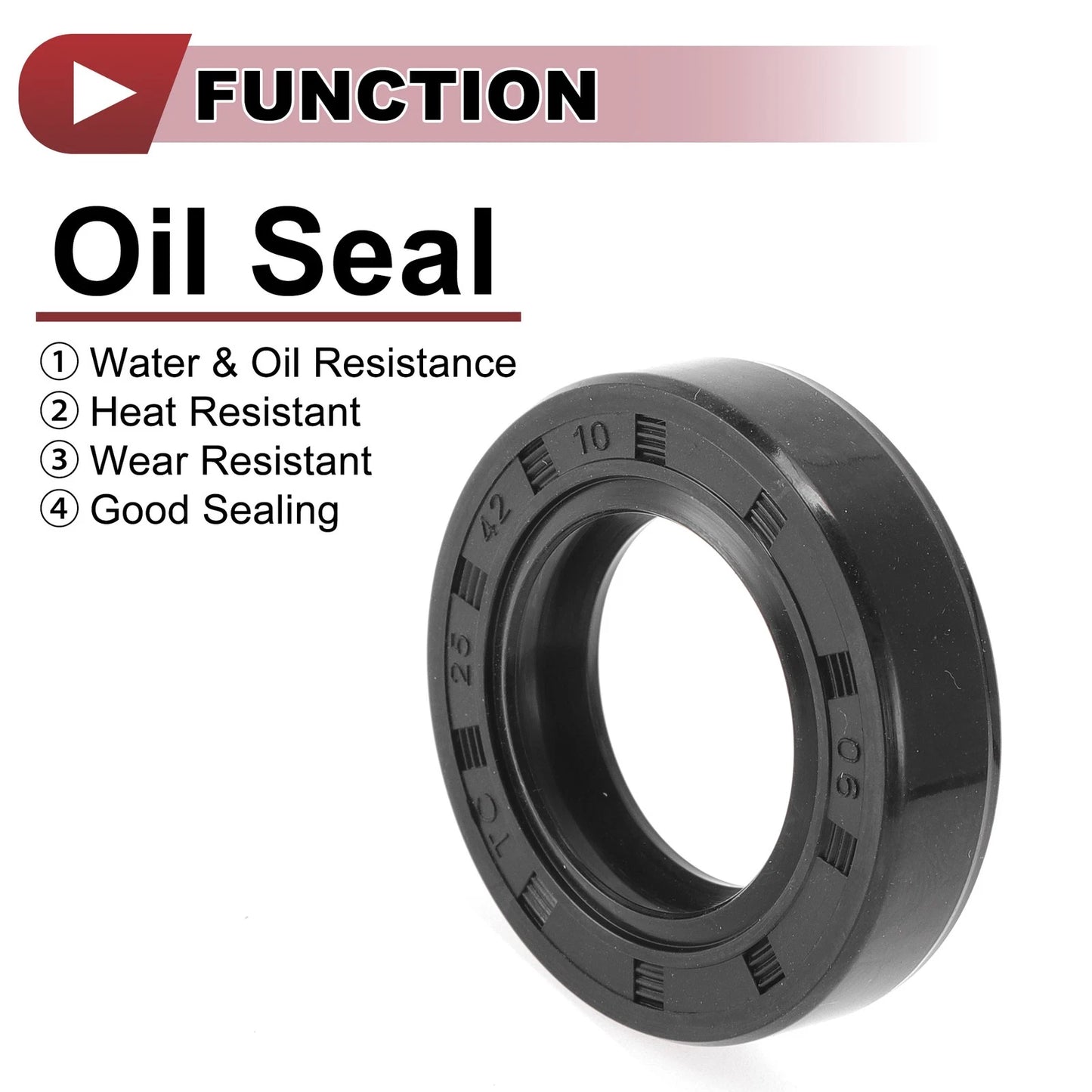 Rotary Shaft Seal 25x42x10mm Nitrile 70D Rubber Black 5 Pcs for MakeModel