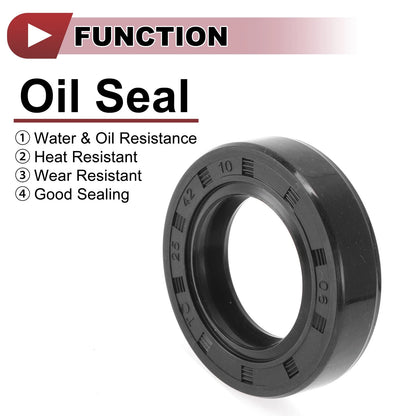 Rotary Shaft Seal 25x42x10mm Nitrile 70D Rubber Black 5 Pcs for MakeModel