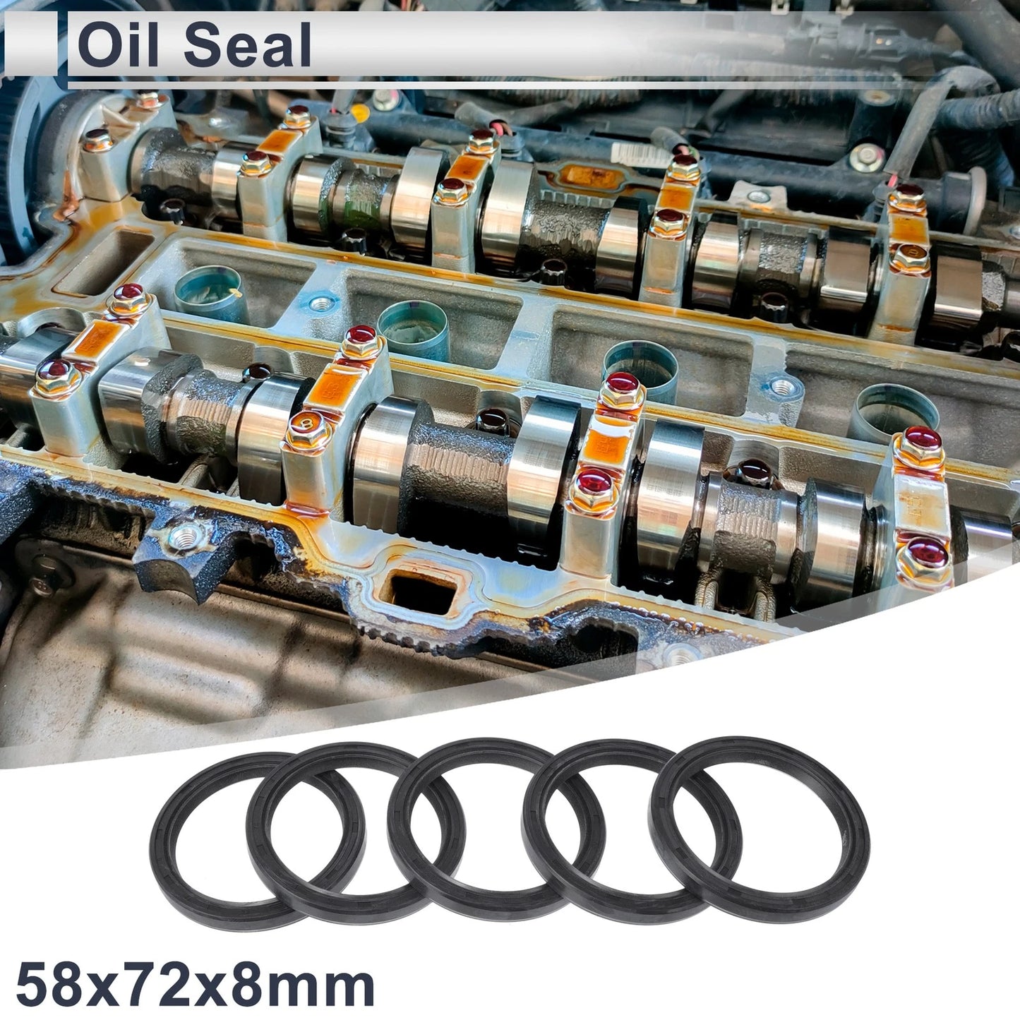 Oil Seal 58x72x8mm NBR Rubber Rotary Shaft Seal 5 Pcs