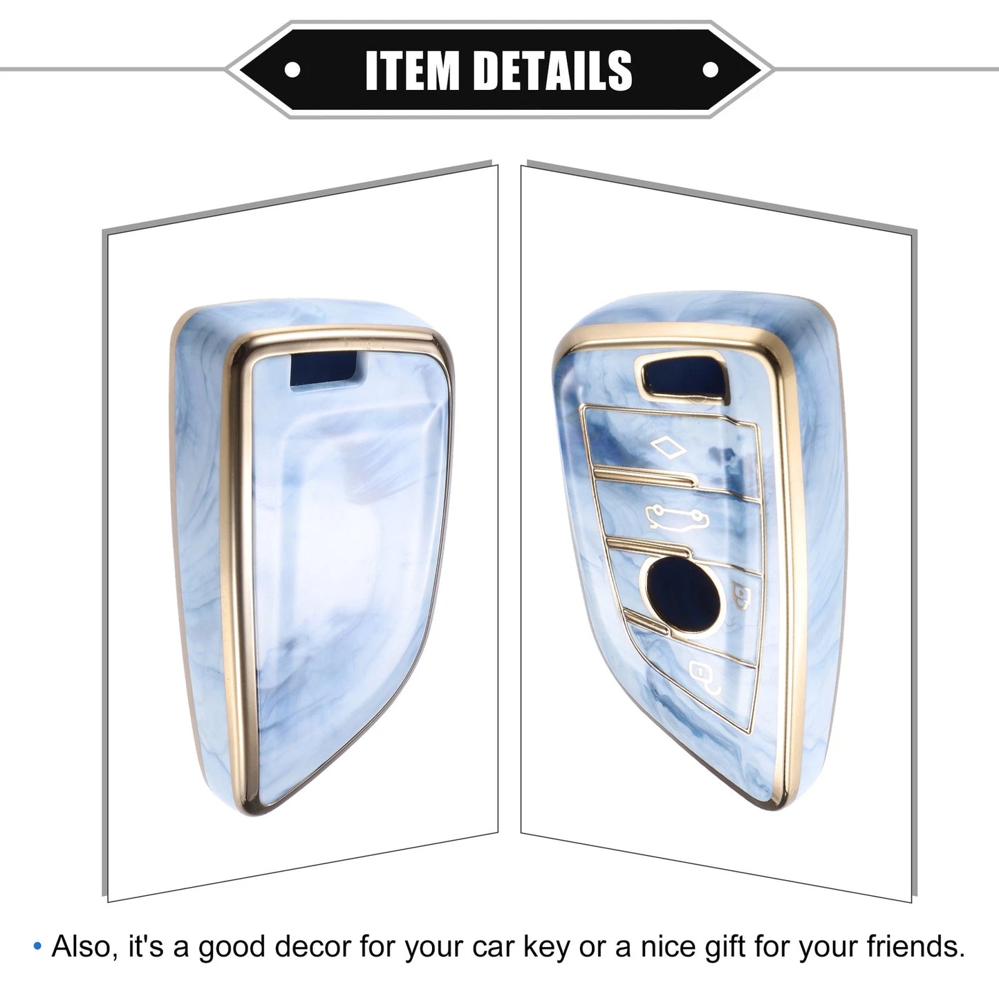 TPU Blue 4 Buttons Smart Key Fob Cover for BMW 3 4 5 6 7 Series (2006-2023)