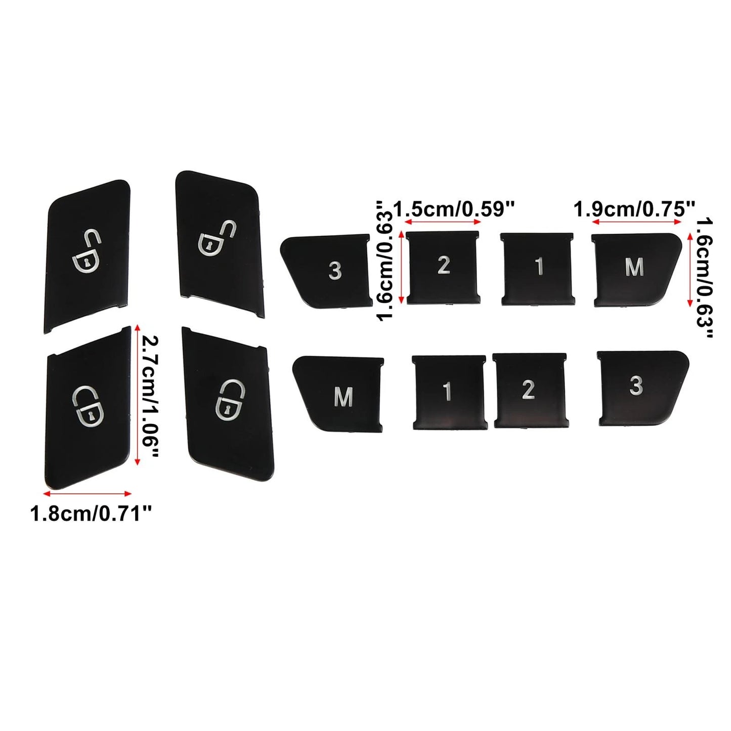 Car Door Lock Unlock Seat Button Cover Trim Set for Mercedes-Benz GLE500 (2016-2020)