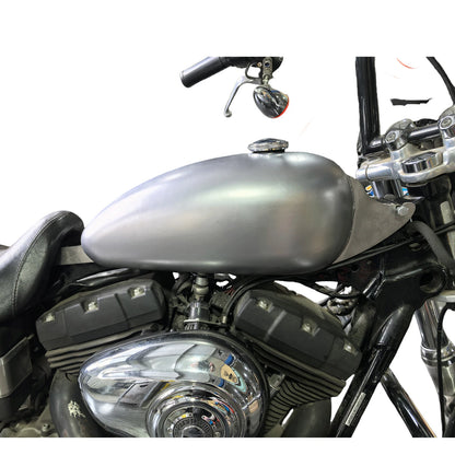 10L Silver Petrol Fuel Tank w/Cap for Harley Davidson DYNA (2004-2006)