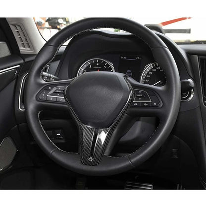 100% Carbon Fiber Steering Wheel Frame Cover Trim for Infiniti Q50 2018-2024