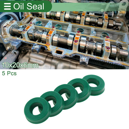 Oil Seal TPU Rotary Shaft Seal 10x20x6mm Green 5 Pcs