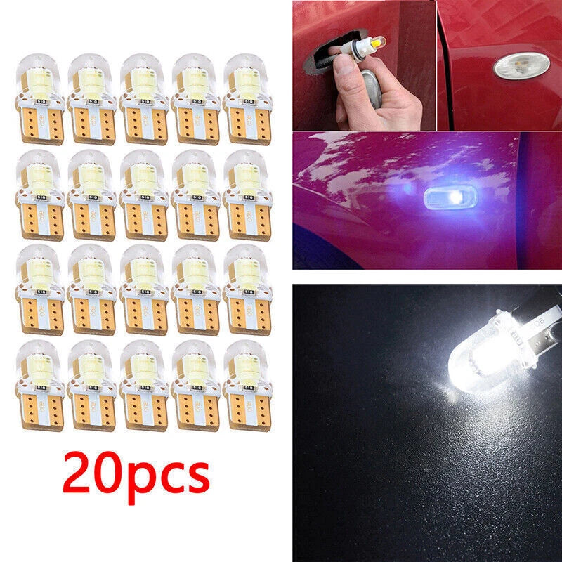 20 x T10 194 168 W5W COB LED License Plate Dome Map Light Bulbs for Auto
