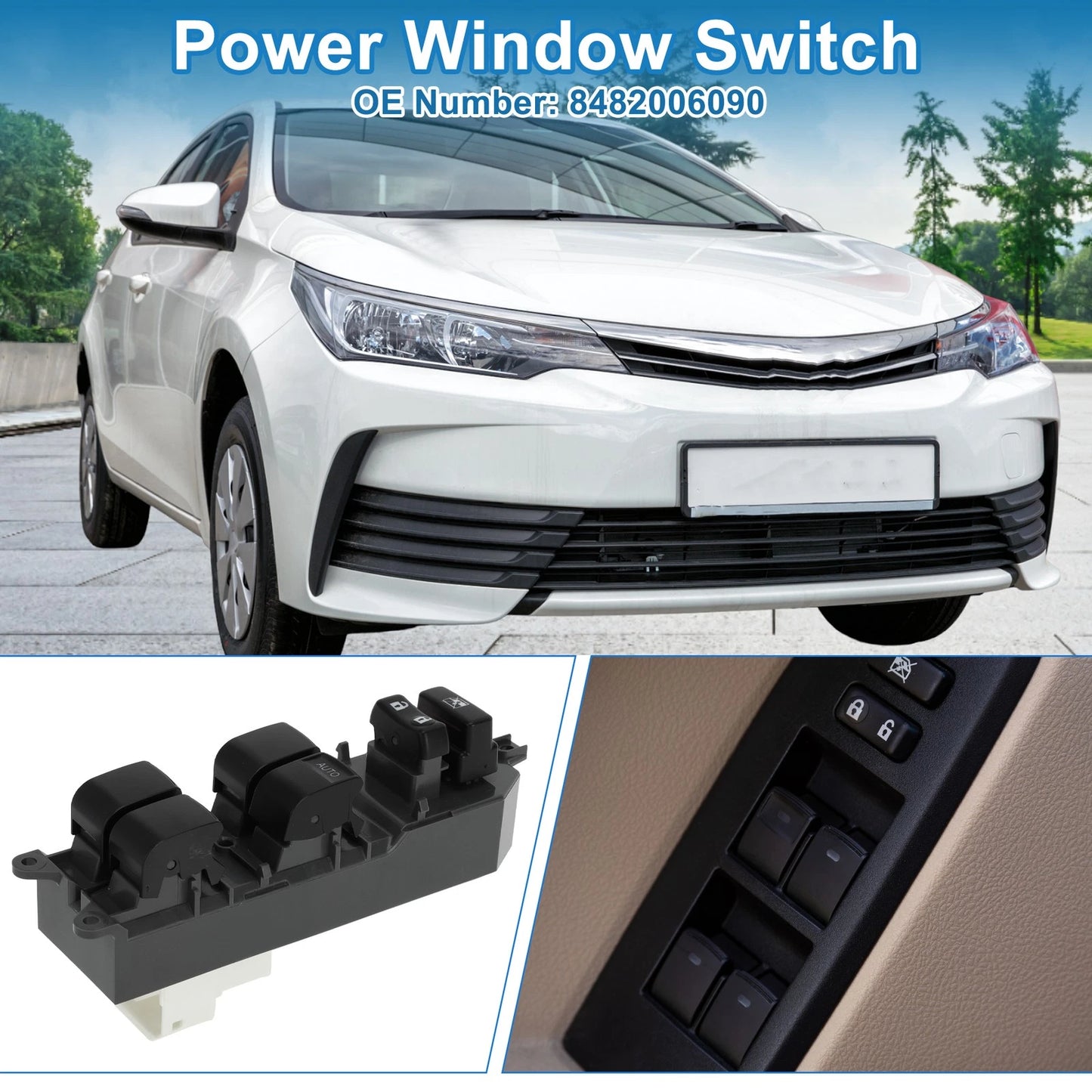 Front Right Power Window Switch for Toyota Camry Corolla RAV4 (2007-2011)