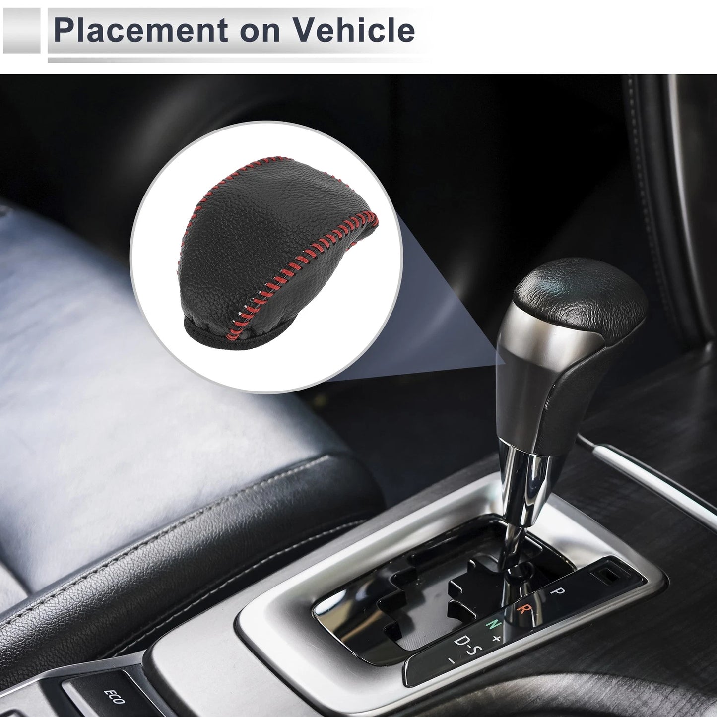 1 Pc Gear Shift Knob Cover for Toyota RAV4 (2019-2024) Pebbled Black Red
