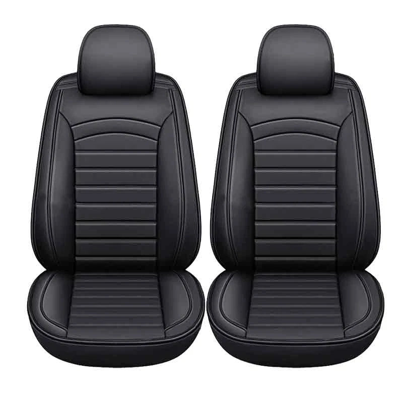 Black PU Leather Front Seat Covers for Chevy Silverado GMC Sierra (2007-2023)