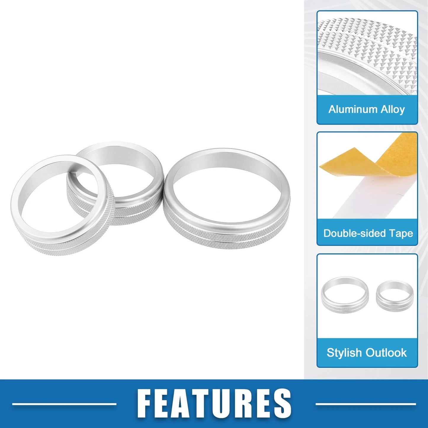 3 x AC 4WD Mode Switch Knob Ring Covers for Nissan Rogue (2021-2022)