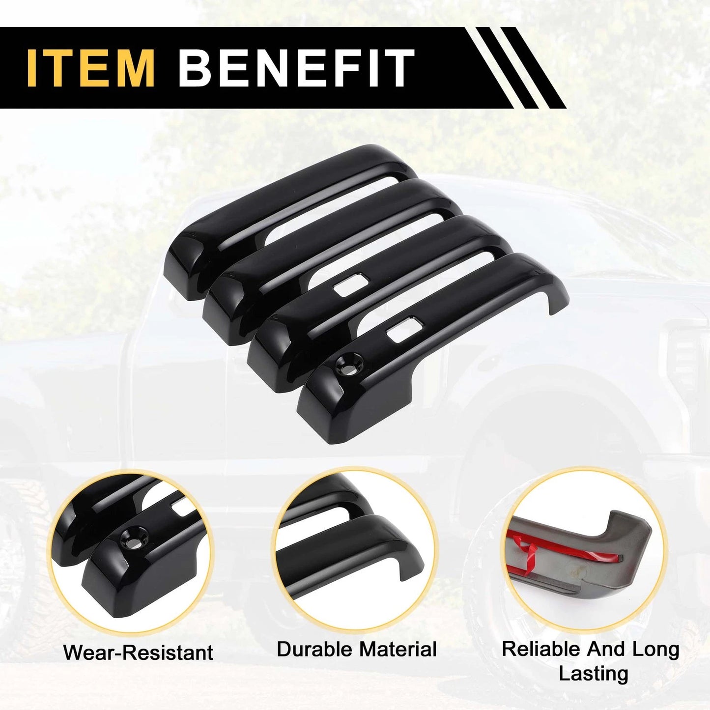 4 x Exterior Door Handle Covers for Ford F-150 (2015-2020) Black Keypad