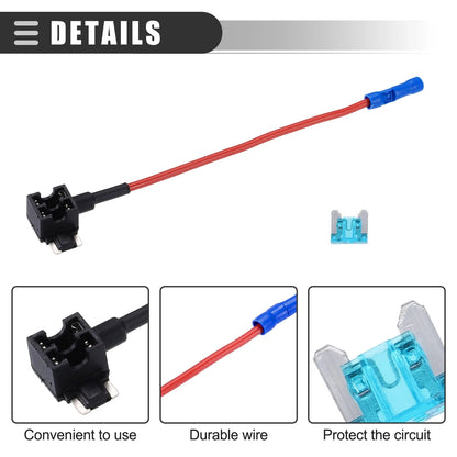 Circuit 12V Low Profile Mini Fuse Tap Holder with 15 x 15A APS Fuses Set