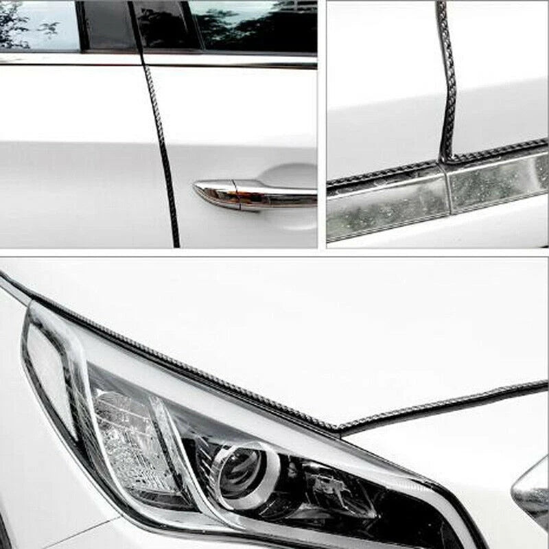 5M Carbon Fiber Style Car Door Edge Guard Trim Strip Anti Scratch Seal