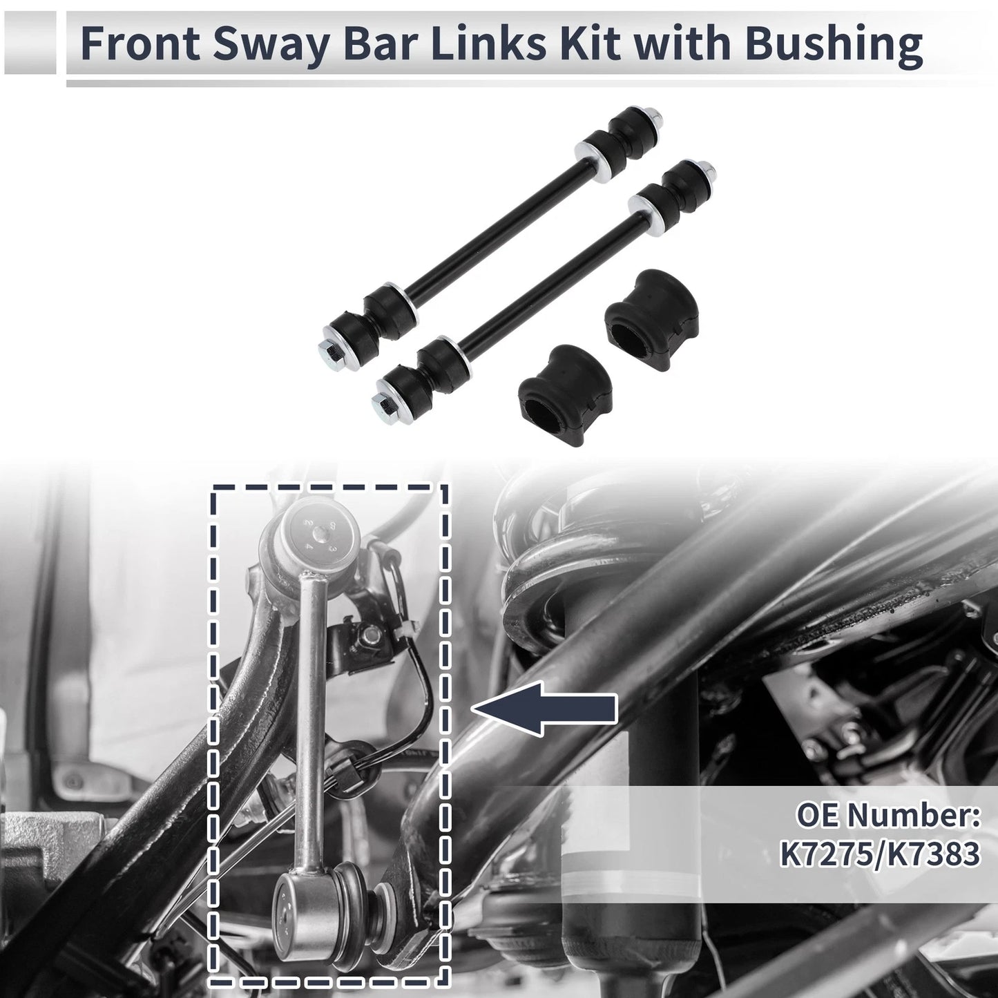 Front Stabilizer Bar Links 2 x Pcs Bushing for Dodge Ram 1500 (2002-2023)