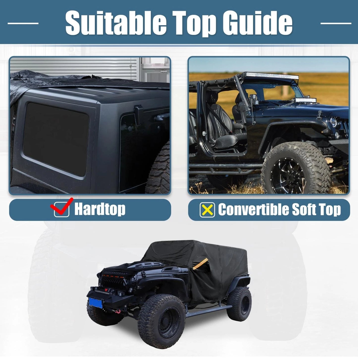 Cab Car Cover for Jeep Wrangler JK JL Hardtop 4 Door (2007-2021)
