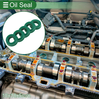 Oil Seal 10x18x5mm Seal Ring TPU Shaft Seal Green 5 Pcs