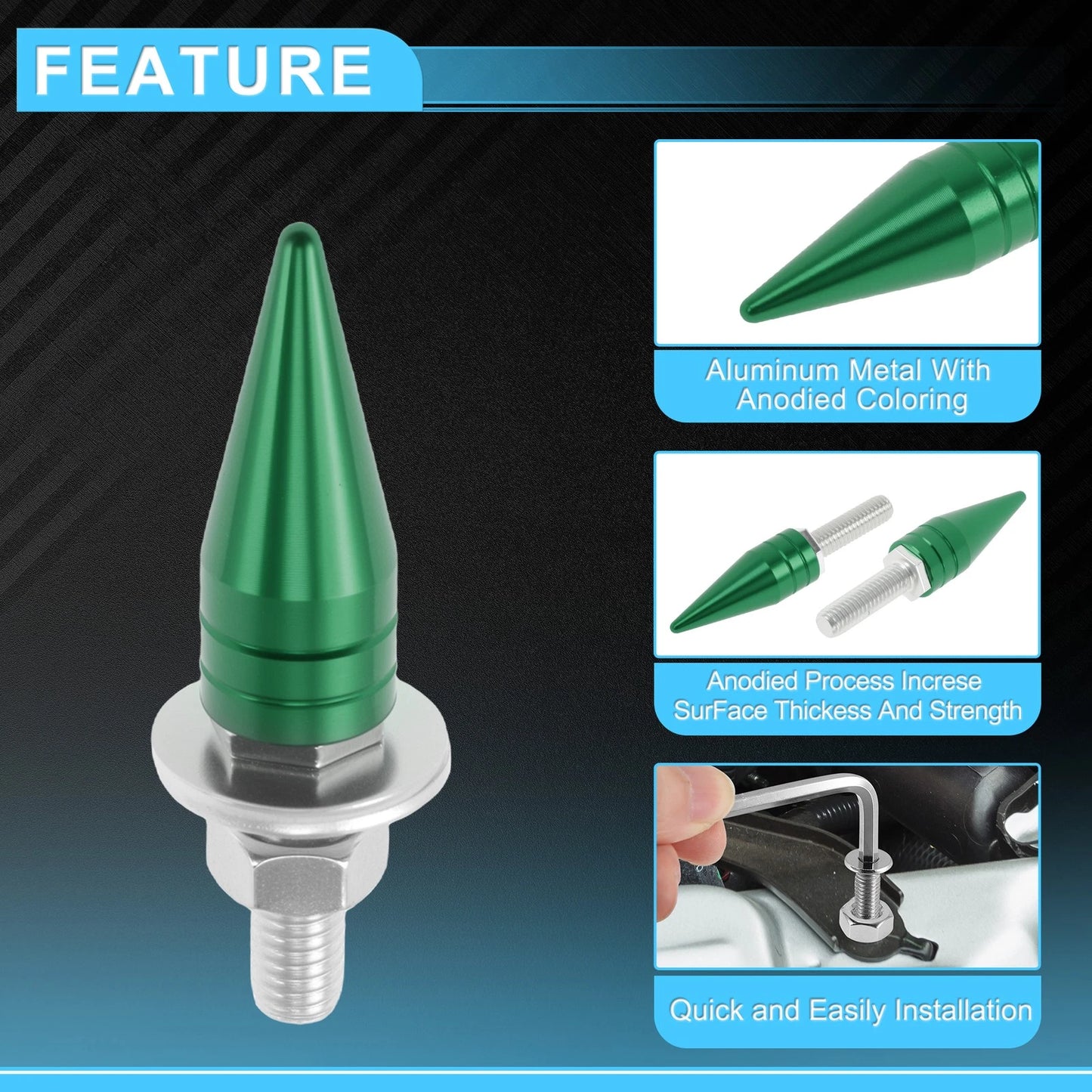 License Plate Screws Cover 5.4 cm Green 4pcs for Universal Motorcycle