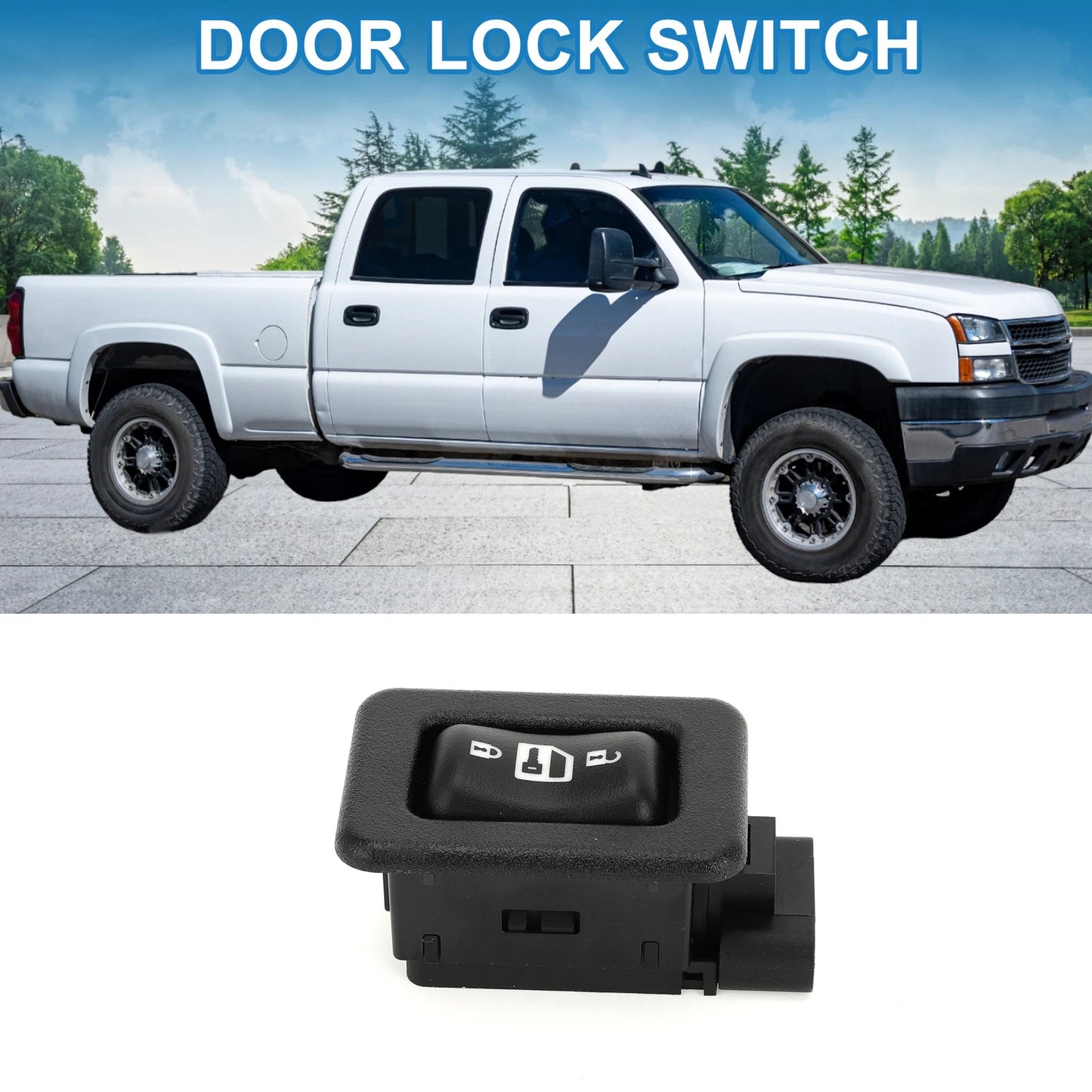 Door Lock Switch for Chevrolet Silverado 1500 2500 3500 Plastic Metal Black
