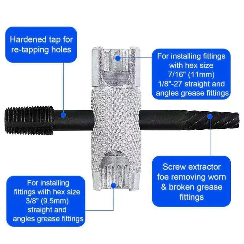 2 x 4 in 1 Grease Nipple Installer Tool for Hex Sizes 38 516 716 Inch